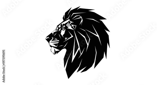 Majestic Lion Head Profile in Geometric Style.