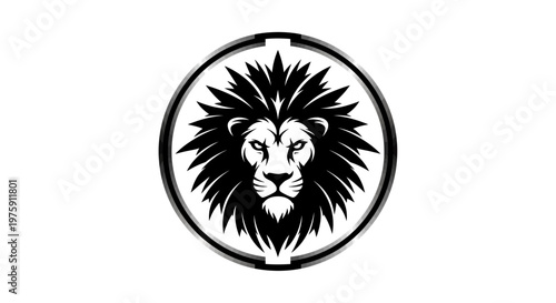Majestic Lion Head Logo Design Black and White.
