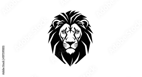 Majestic Lion Head Logo Design Black and White.