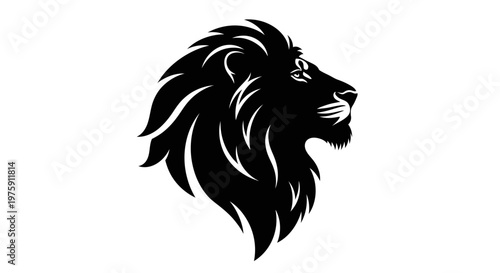 Majestic Lion Head Profile Silhouette.