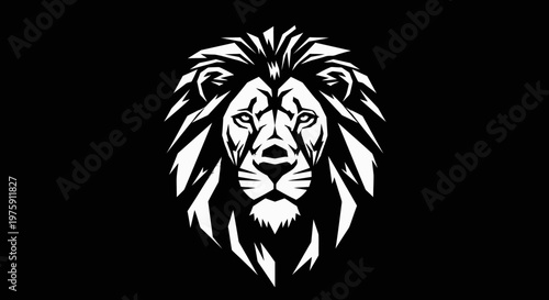 Majestic Lion Head Vector Illustration on Black Background.