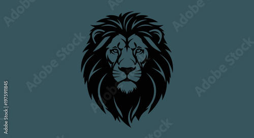 Majestic Lion Head Vector Illustration on Dark Background.