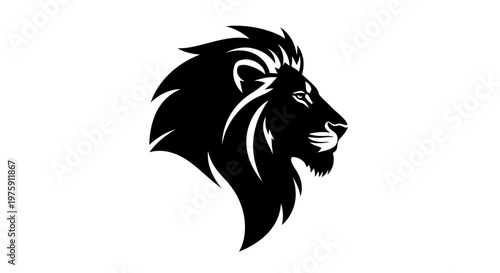 Majestic Lion Head Profile Silhouette.