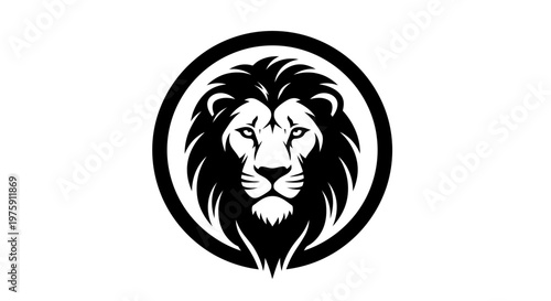 Majestic Lion Head Logo Design in Black and White.