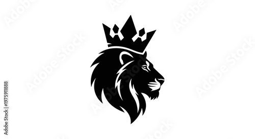 Majestic Lion Head with Crown in Profile.