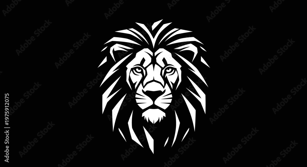 Obraz premium Majestic Lion Head Logo Design on Black Background.