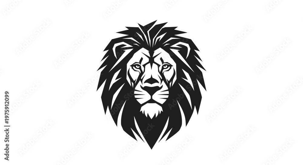 Fototapeta premium Majestic Lion Head Vector Illustration on White Background.