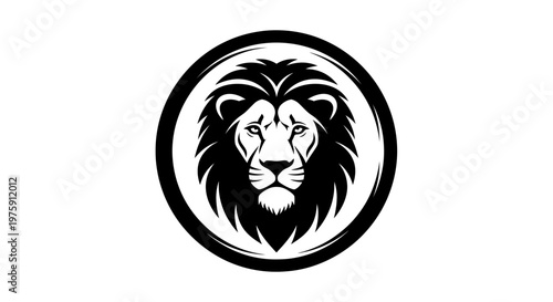 Majestic Lion Head Logo Design in Black and White.
