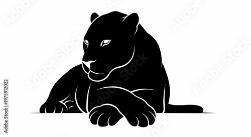 Majestic Black Panther Resting Gracefully.