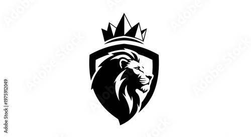 Majestic Lion Head with Crown Logo Design.