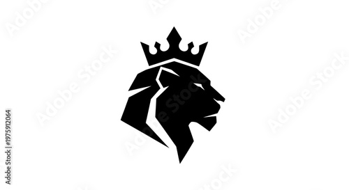 Majestic Lion Head with Crown Logo Design.