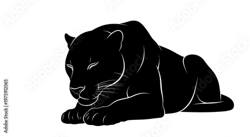 Majestic Black Panther Resting Peacefully.