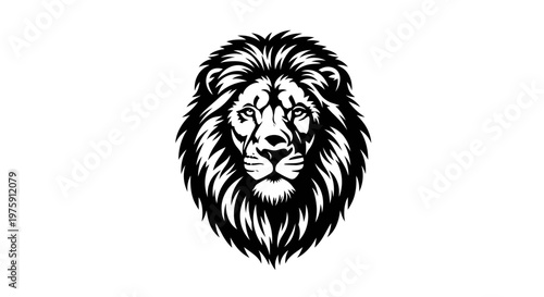 Majestic Lion Head Vector Illustration on White Background.