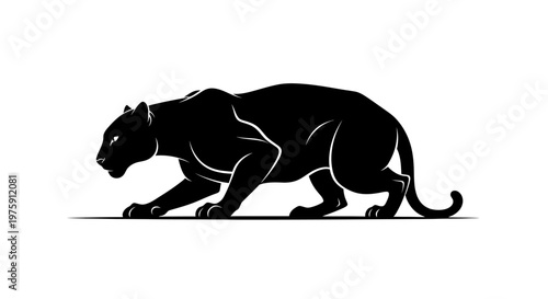 Majestic Black Panther Silhouette Illustration.