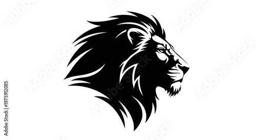 Majestic Lion Head Profile Silhouette Vector Illustration.