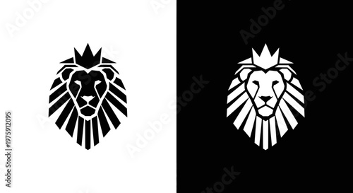 Majestic Lion Head with Crown Logo Design.