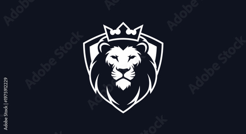 Majestic Lion Head with Crown Logo Design.