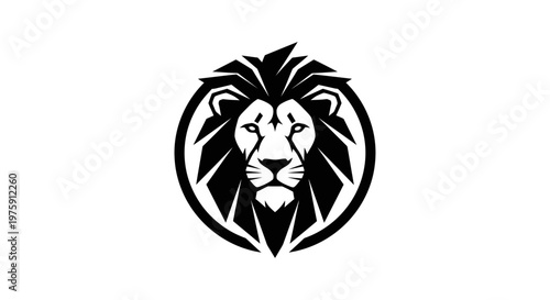 Majestic Lion Head Logo Design with Bold Black and White Contrast.