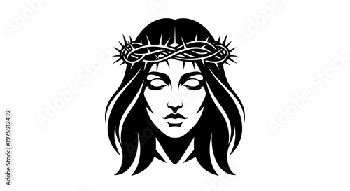 Jesus Christ with crown of thorns, religious symbol of sacrifice and faith.