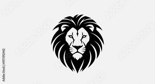 Majestic Lion Head Logo Design with Bold Black and White Contrast.