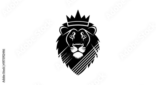 Majestic Lion Head with Crown Logo Design.