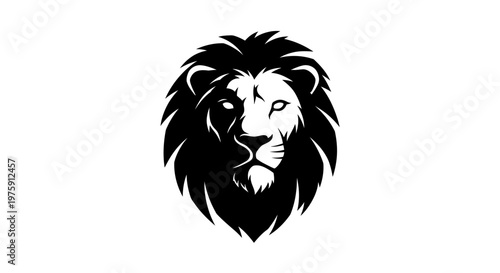 Majestic Lion Head Logo Design with Bold Black and White Contrast.