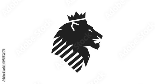 Majestic Lion Head with Crown Logo Design.