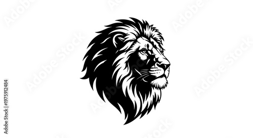Majestic Lion Head Profile Vector Illustration.
