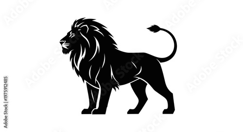 Majestic Black Lion Silhouette Standing Proudly.