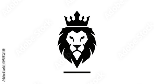 Majestic lion head with crown minimalist logo design.