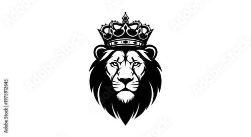 Majestic Lion Head with Crown, Regal and Powerful Symbol.