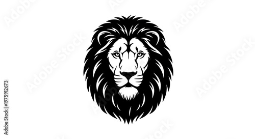 Majestic Lion Head Illustration in Black and White.
