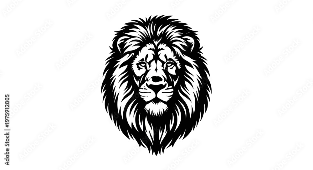Fototapeta premium Majestic Lion Head Vector Illustration with Detailed Mane.