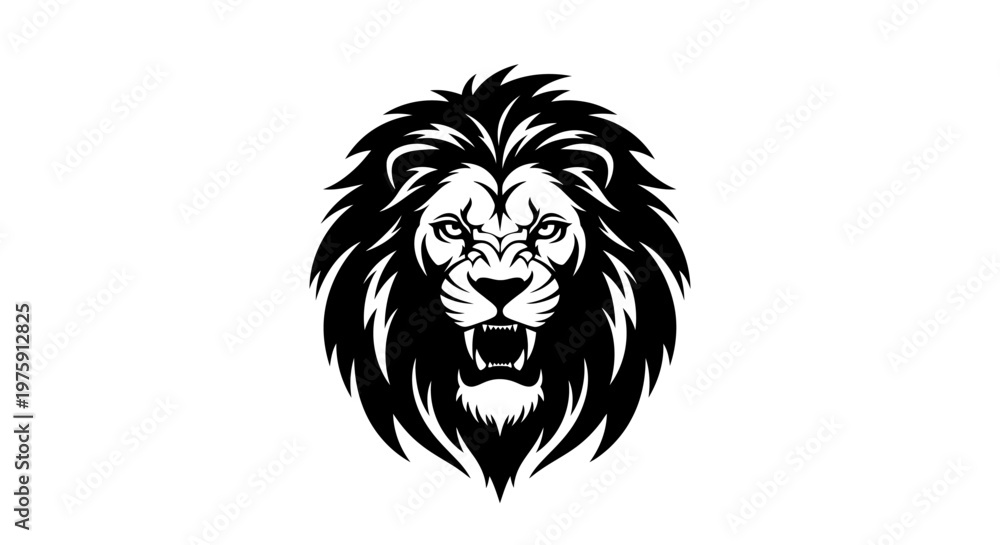 Fototapeta premium Majestic Lion Head Roaring Vector Illustration.