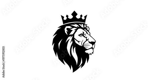 Majestic lion head with crown, symbol of royalty and strength.