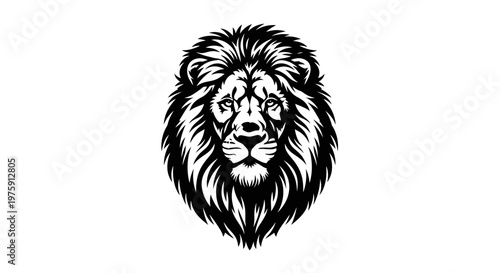 Majestic Lion Head Vector Illustration with Detailed Mane.
