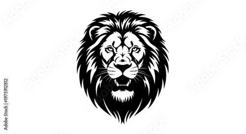 Majestic Lion Head Roaring Vector Illustration.
