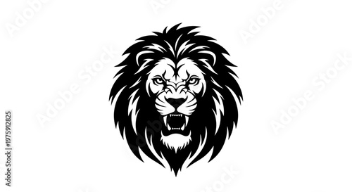 Majestic Lion Head Roaring Vector Illustration.
