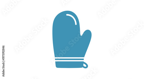 Blue Oven Mitt Icon Isolated on White Background, Kitchen Safety, Cooking Tool