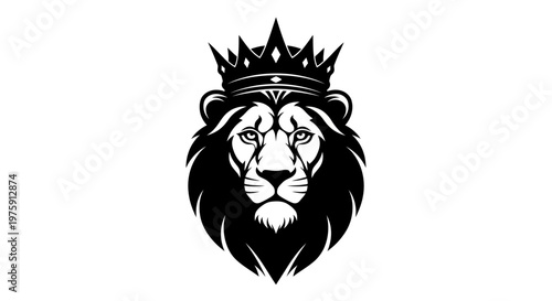 Majestic Lion Head with Crown Symbolizing Royalty and Strength.