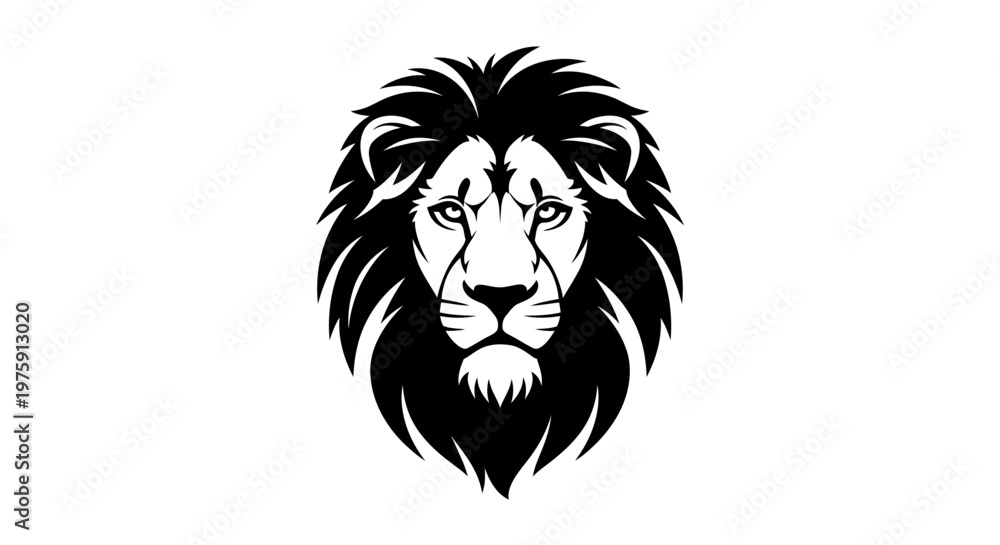 Obraz premium Majestic Lion Head Vector Illustration with Intricate Details.