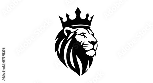 Majestic lion head with a royal crown, powerful and regal symbol.