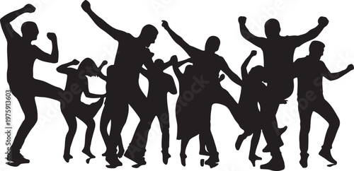 silhouettes of dancing people