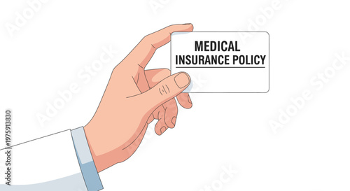 Hand Holding Medical Insurance Policy Card Illustration