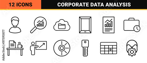 Minimalist business and corporate office line icon set.