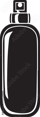 A sleek black spray bottle, presented in a minimalist, photorealistic style, captures the essence of modern product design.