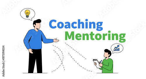 Coaching and Mentoring Business Concept Illustration with Mentor and Trainee