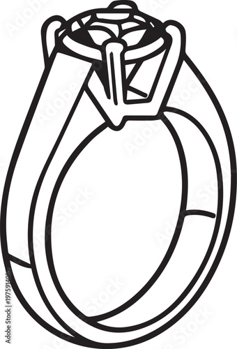 A simple elegant diamond ring, perfect for a symbol of love, proposal and commitment, is beautifully drawn and ready for use.