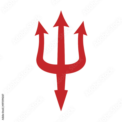 Glowing Red Trident Icon with Transparent Background