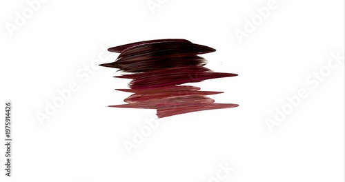 Lipstick swatch burgundy metallic liquid paint stroke animated 4k,  textured premium cosmetics